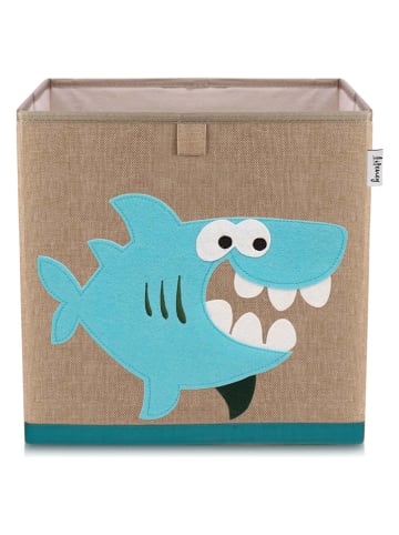 Lifeney Pudełko "Shark" w kolorze jasnobrązowo-błękitnym - 33 x 33 x 33 cm