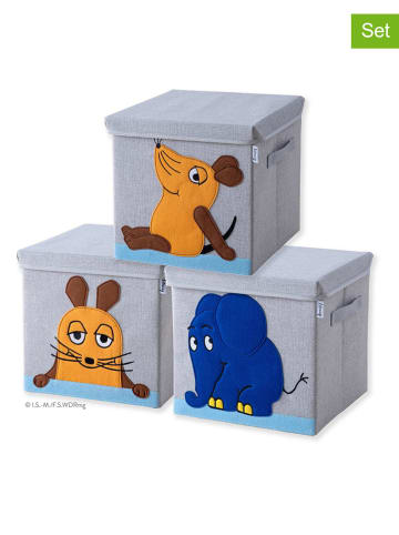 Lifeney 3-delige set: opbergboxen "Mau" grijs - (B)30 x (H)30 x (D)30 cm