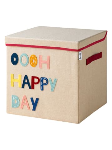 Lifeney Pudełko "Happy Day" w kolorze beżowym ze wzorem - 33 x 33 x 33 cm