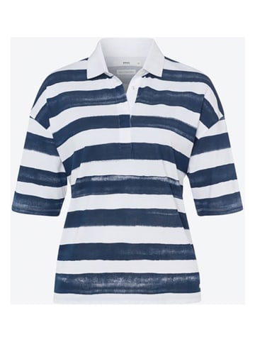 BRAX Poloshirt "Style Clea" in Weiß/ Blau