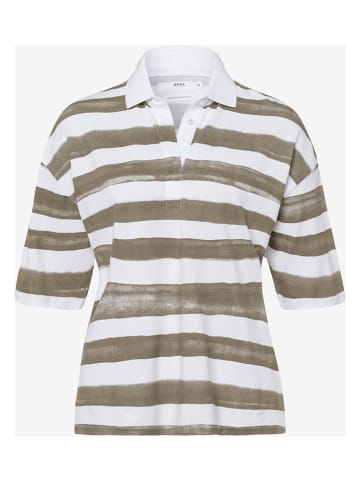 BRAX Koszulka polo "Style Clea" w kolorze oliwkowo-białym