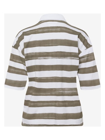 BRAX Koszulka polo "Style Clea" w kolorze oliwkowo-białym
