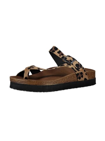 Gerois Leder-Zehentrenner in Beige/ Schwarz