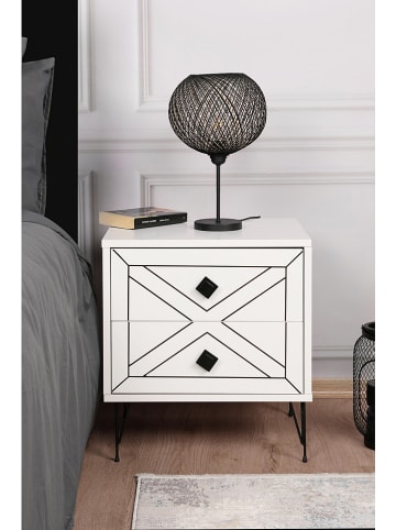 Scandinavia Concept Nachttisch "Luna" in Weiß - (B)50 x (H)55 x (T)40 cm
