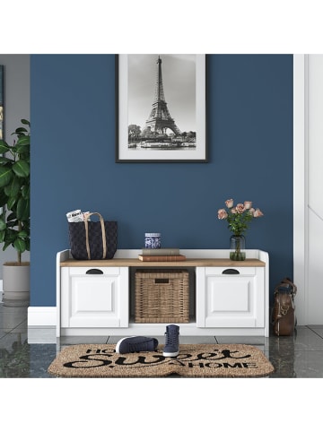 Scandinavia Concept Schuhschrank "P2-1808" in Weiß/ Walnuss - (B)120 x (H)45 x (T)40 cm