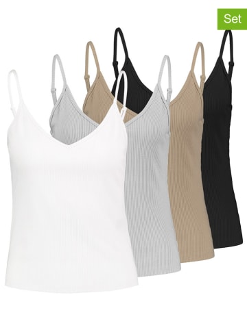 Sublevel 4-delige set: tops wit/grijs/beige