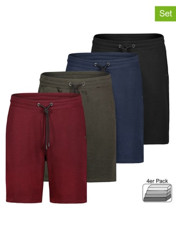 Sublevel 4er-Set: Sweatshorts in Bordeaux/ Oliv/ Dunkelblau