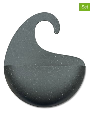 koziol 2-delige set: opbergmanden "Surf XS" grijs - (B)15 x (H)17,6 cm