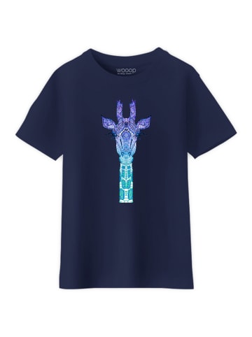 WOOOP Shirt "Giraffe Mint" donkerblauw