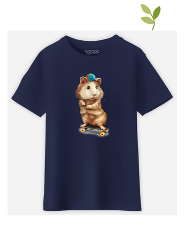WOOOP Shirt "Skateboard Hamster" donkerblauw