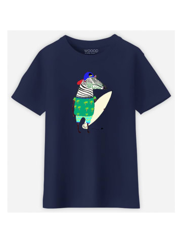 WOOOP Koszulka "Zebra Surfer" w kolorze granatowym