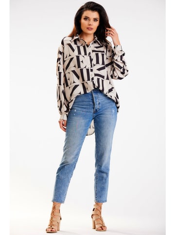 Awama Bluse in Beige/ Schwarz