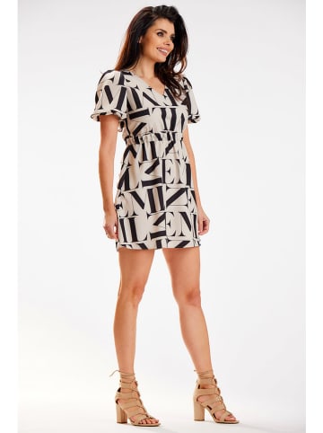 Awama Kleid in Beige/ Schwarz