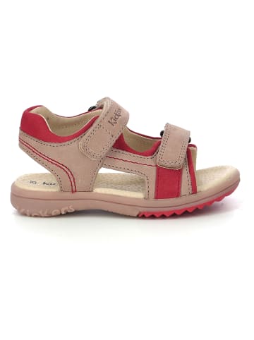 Kickers Skórzane sandały "Platino" w kolorze beżowo-czerwonym