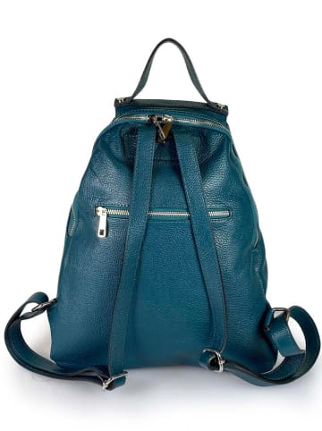 Lia Biassoni Leren rugzak "Cixerri" blauw - (B)23 x (H)33 x (D)12 cm