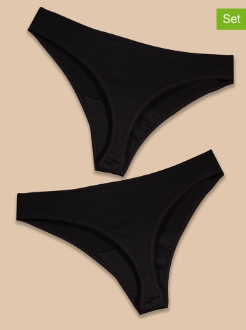FreeU Stringi menstruacyjne (2 pary) w kolorze czarnym