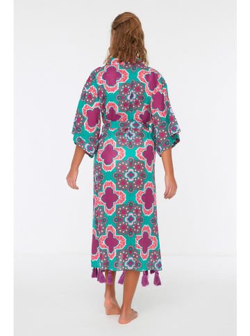 trendyol Kimono in Türkis/ Lila