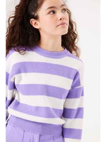 Garcia Sweter w kolorze fioletowo-białym