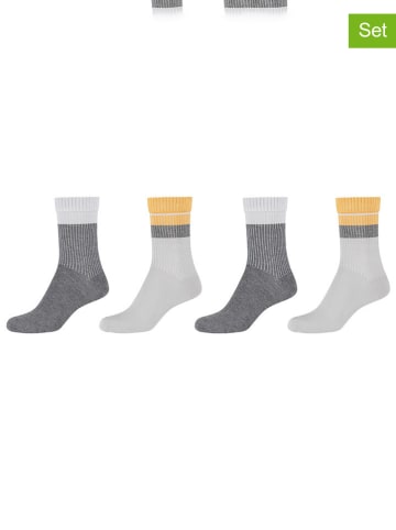 s.Oliver 4-delige set: sokken grijs/geel