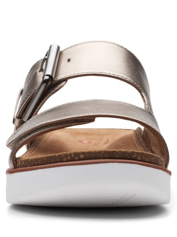 Clarks Leder-Pantoletten in Gold