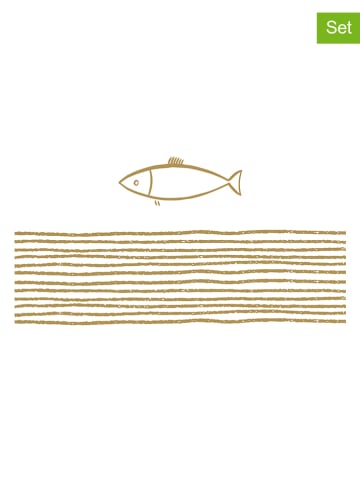 ppd Serwetki (40 szt.) "Pure Fish" w kolorze złoto-białym
