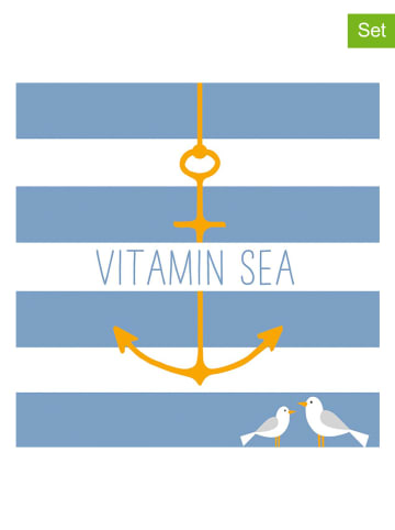 ppd 2-delige set: servetten "Vitamine Sea" blauw/wit - 2x 20 stuks