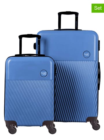 Travel World 2-delige hardcase-trolleyset blauw