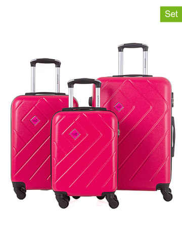 Travel World 3-delige hardcase-trolleyset roze