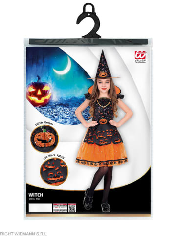 Widmann 2-delig kostuum "Witch" zwart/oranje