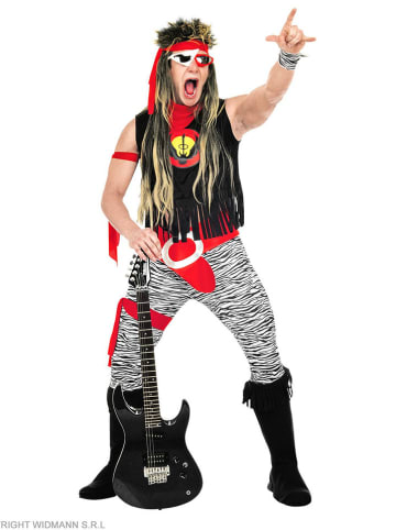 Widmann 8-delig kostuum "Rock Star" zwart/rood/wit
