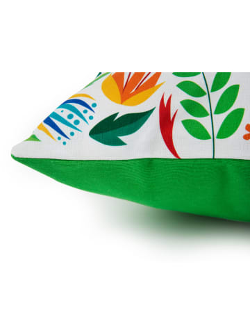 Trendy Kitchen by EXCÉLSA Poduszka "Mexican Flowers" w kolorze zielonym ze wzorem - 45 x 45 cm