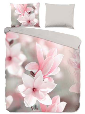 Pure Mikrofaser-Bettwäsche-Set "Magna" in Grau/ Rosa