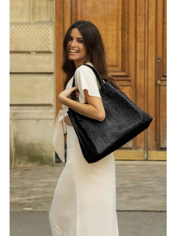 Christian Laurier Leder-Schultertasche "Lina" in Schwarz - (B)39 x (H)32 x (T)19 cm