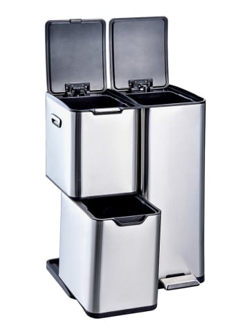 Kitchen Move Roestvrijstalen pedaalemmer zilverkleurig - 60 l