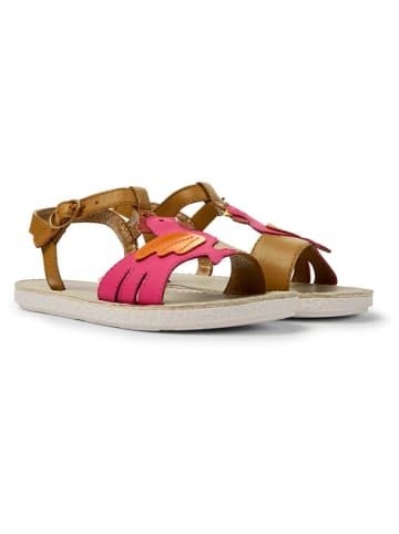 Camper Leder-Sandalen "Miko" in Hellbraun/ Pink