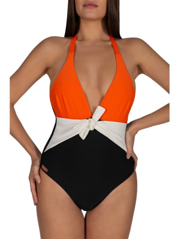 Cocöa Badeanzug in Schwarz/ Orange/ Weiß