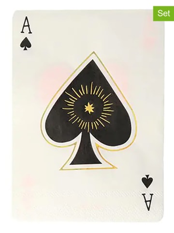 Meri Meri Serwetki (16 szt.) "Abracadabra Cards" w kolorze biało-czarno-czerwonym