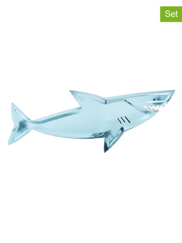 Meri Meri 4-delige set: borden "Shark" lichtblauw
