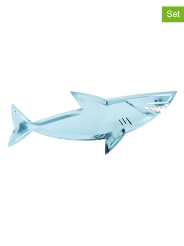 Meri Meri 4er-Set: Teller "Shark" in Hellblau