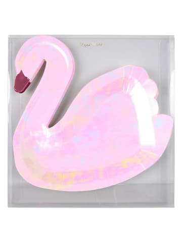 Meri Meri 8-delige set: borden "Swan" lichtroze