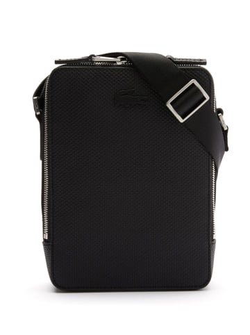 Lacoste Leder-Umhängetasche in Schwarz - (B)6 x (H)22 x (T)7 cm