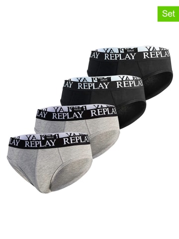 Replay 4-delige set: slips zwart/grijs