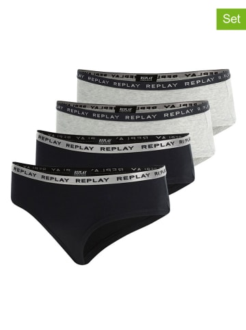 Replay 4er-Set: Pantys in Schwarz/ Grau