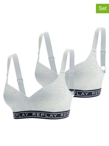Replay 2er-Set: Bustiers in Hellgrau