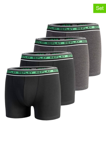 Replay 4er-Set: Boxershorts in Schwarz/ Grau