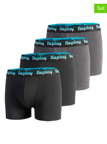 Replay 4er-Set: Boxershorts in Schwarz/ Grau