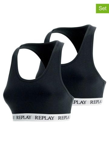 Replay Topy (2 szt.) w kolorze czarnym