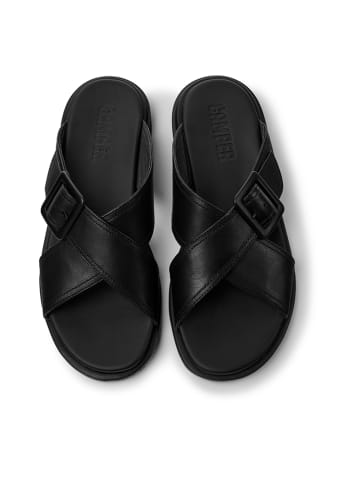 Camper Leder-Pantoletten "Edy" in Schwarz