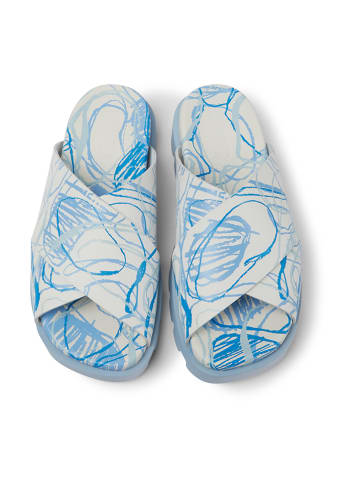 Camper Leren slippers "Brutus" lichtblauw/crème