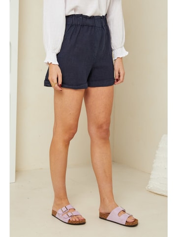 Rodier Lin Linnen short donkerblauw